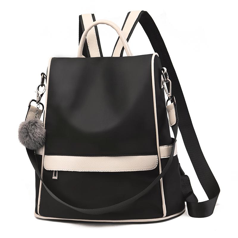 Oxford Cloth Backpack with Shoulder Strap 12.6 x 5.9 x 13 Inches Black and Cream 1