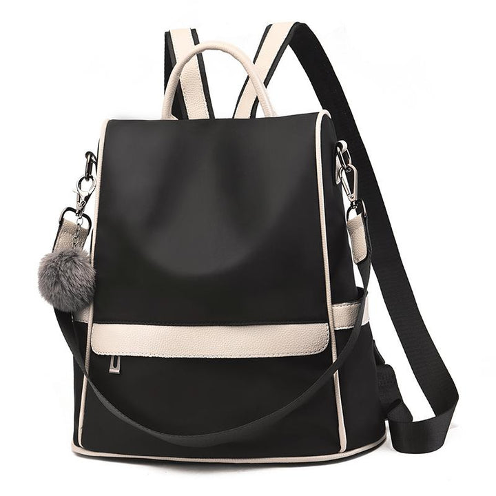 Oxford Cloth Backpack with Shoulder Strap 12.6 x 5.9 x 13 Inches Black and Cream 1