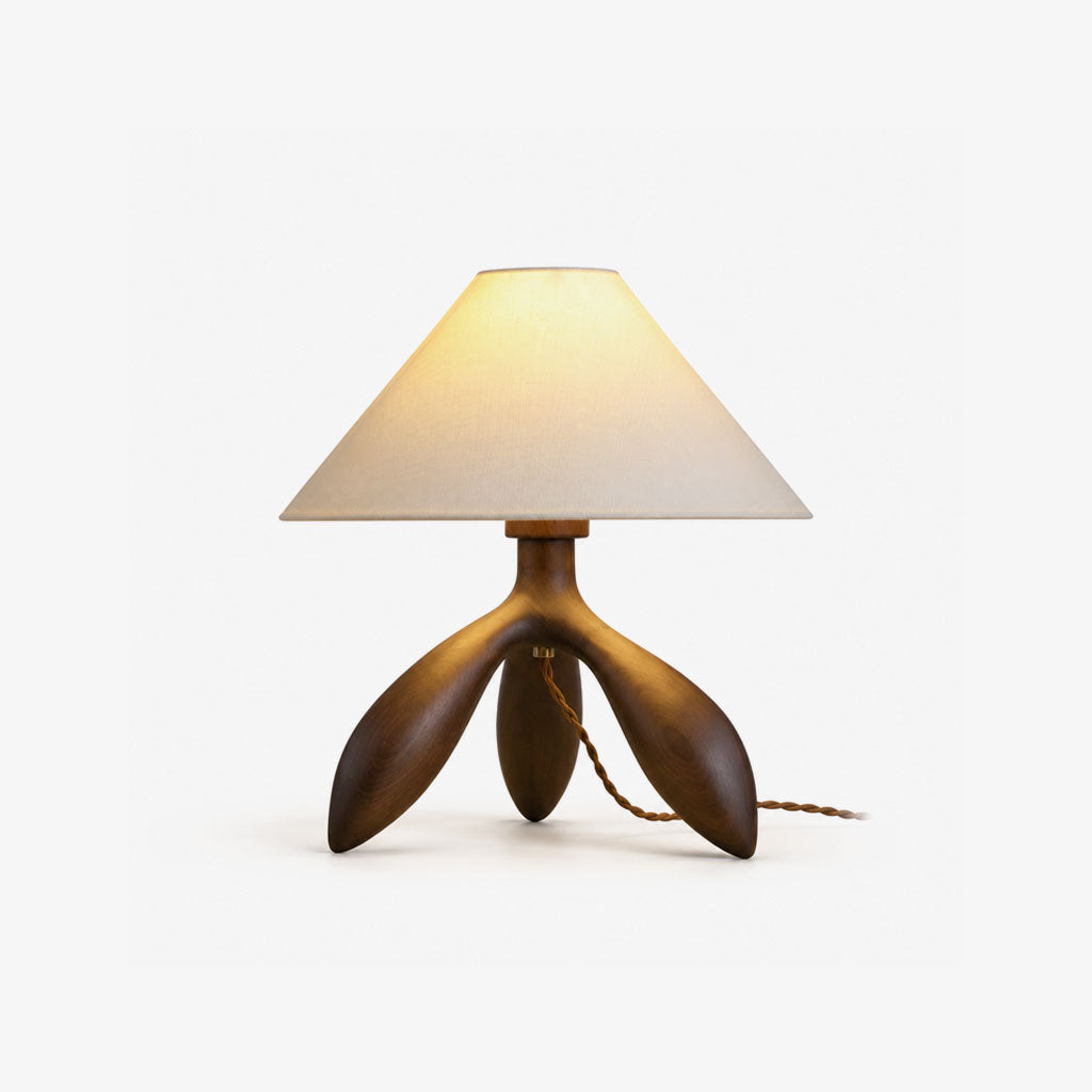 Petal Leg Wood Table Lamp Fabric Empire Shade 15 in Set of 2 1