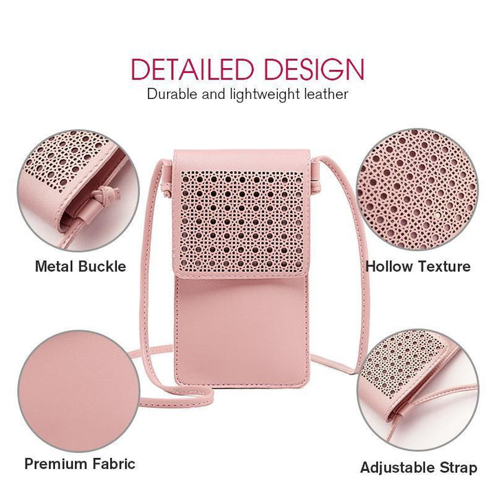 Phone Crossbody Bag PU with Touch Window 3.5 x 7.5 Inches Set of 2 5