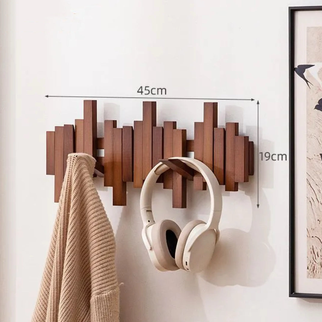 Piano Key Wall Coat Rack with 5 Flip Hooks No Drill 16 Inch 1