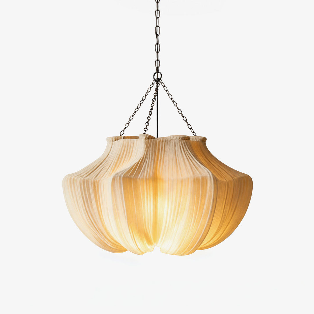 Pleated Fabric Pendant Light Natural Oatmeal 19.7 in 1