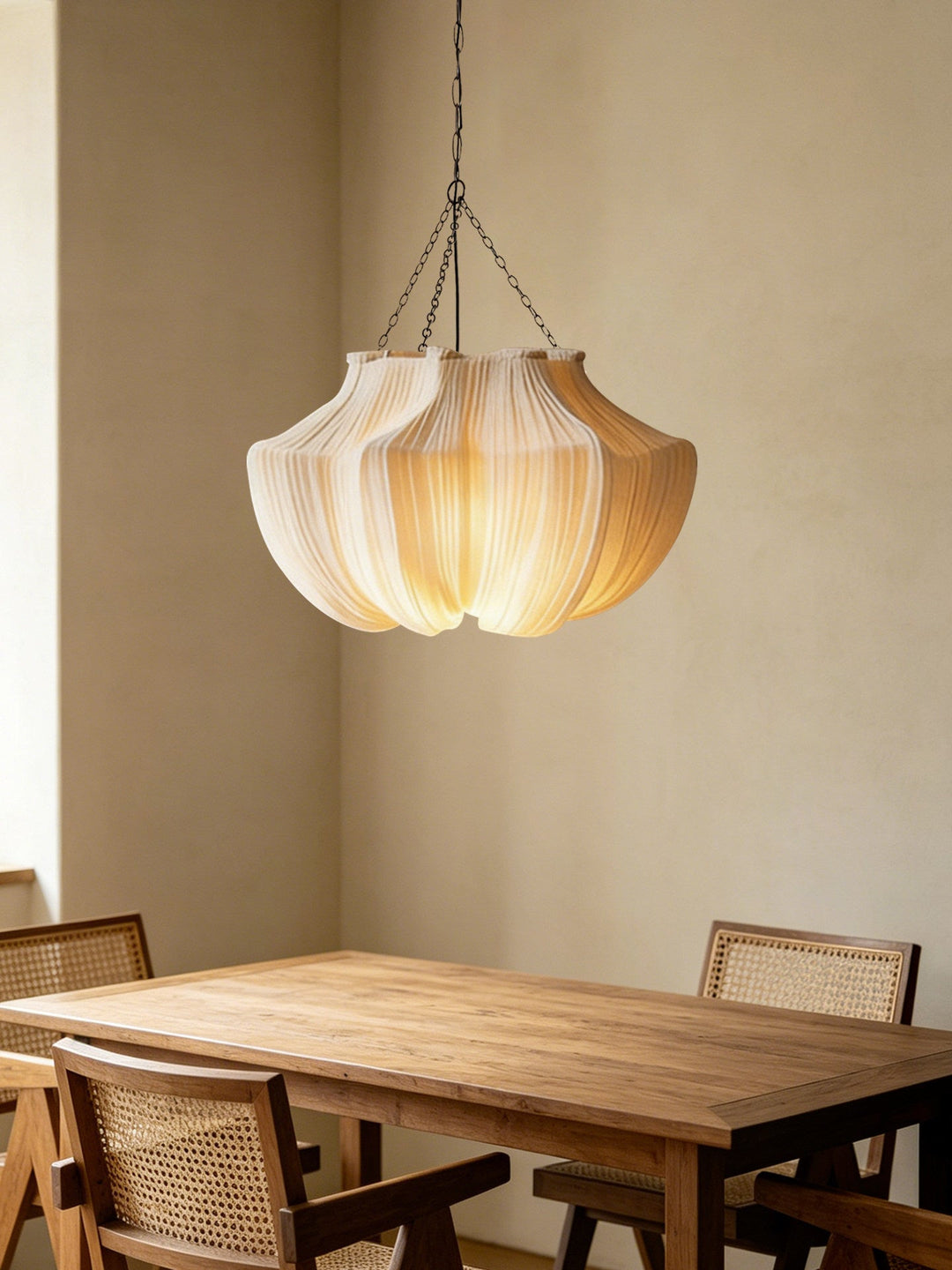 Pleated Fabric Pendant Light Natural Oatmeal 19.7 in 5