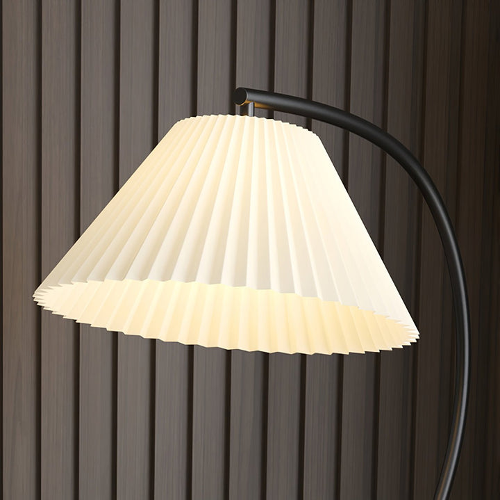 Pleated Shade Floor Lamp with Round Nightstand 66.9 in Set of 3 5