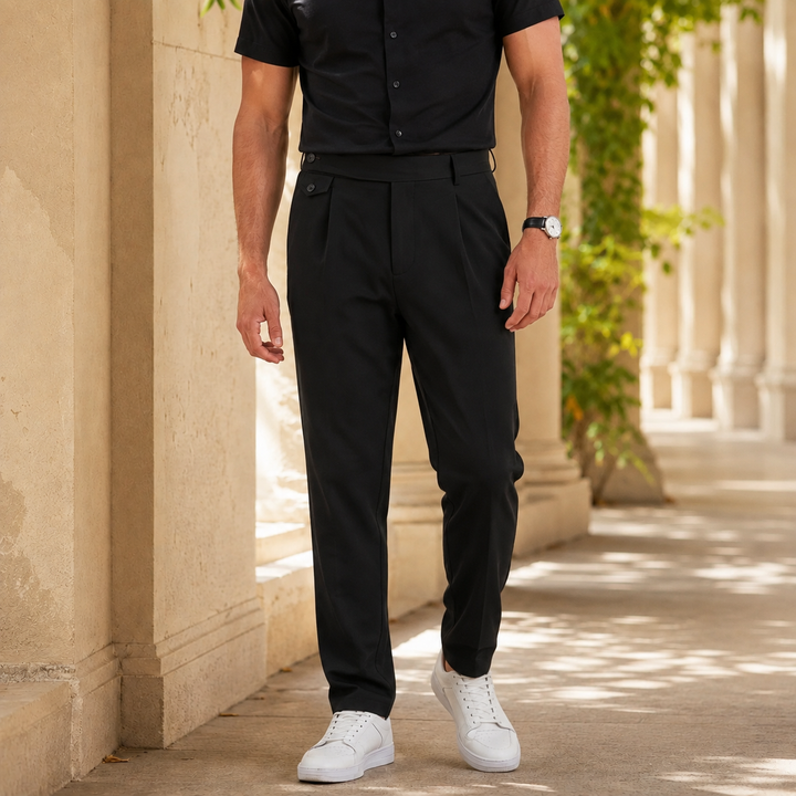 Pleated Tailored Pants Side Tab Waist Set of 3 Black 1