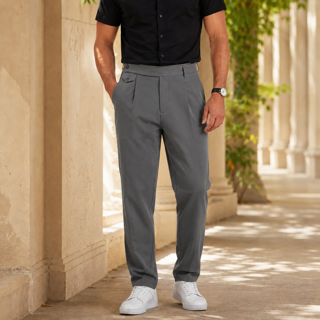 Pleated Tailored Pants Side Tab Waist Set of 3 Gray 1