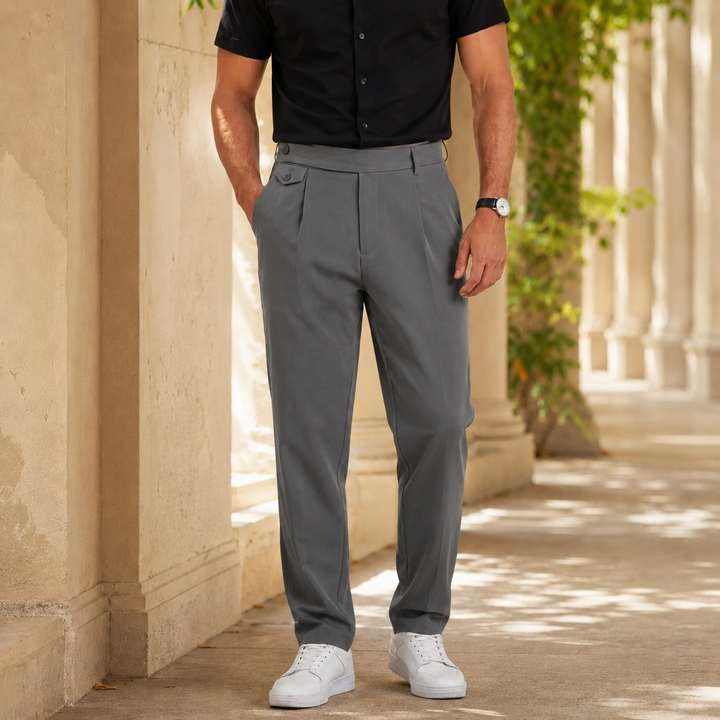 Pleated Tailored Pants Side Tab Waist Set of 3 Gray 1