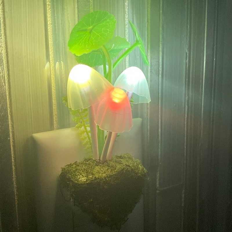 Plug In Mushroom LED Night Light ABS 1.8 x 1.8 x 4.7 in Lotus Leaf 1