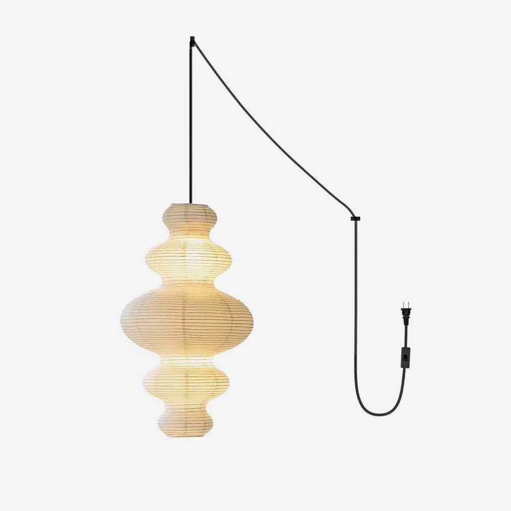 Plug In Paper Tower Swag Pendant Light Mulberry Paper 18.5 in Set of 3 1