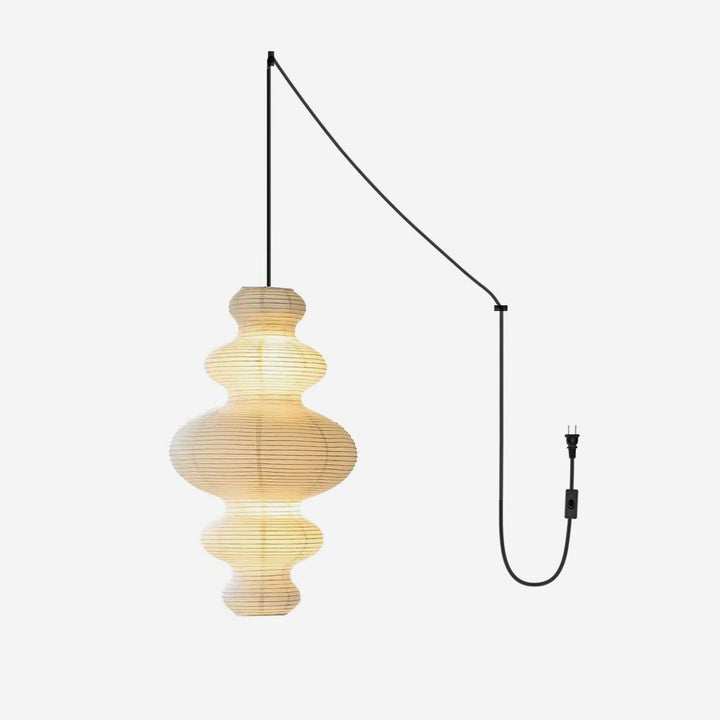 Plug In Paper Tower Swag Pendant Light Mulberry Paper 18.5 in Set of 3 1