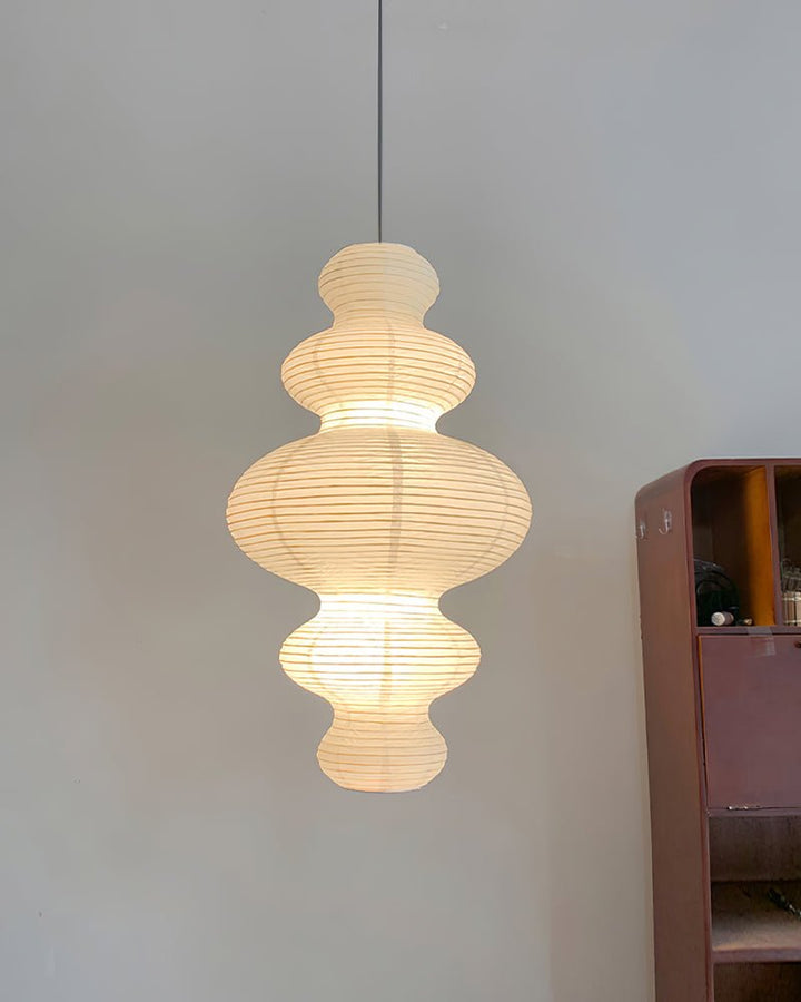 Plug In Paper Tower Swag Pendant Light Mulberry Paper 18.5 in Set of 3 2