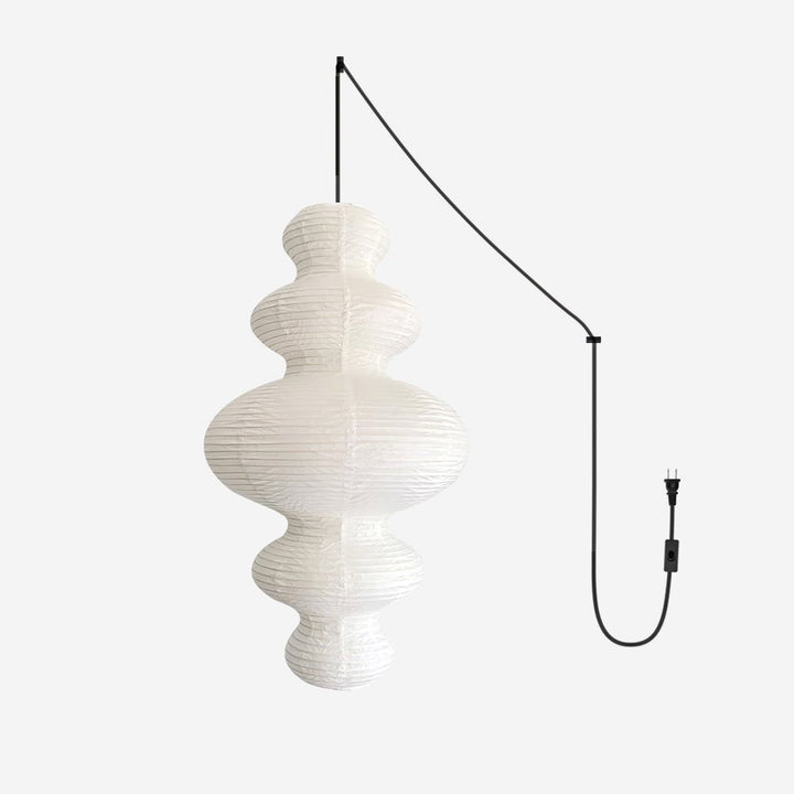 Plug In Paper Tower Swag Pendant Light Mulberry Paper 18.5 in Set of 3 4
