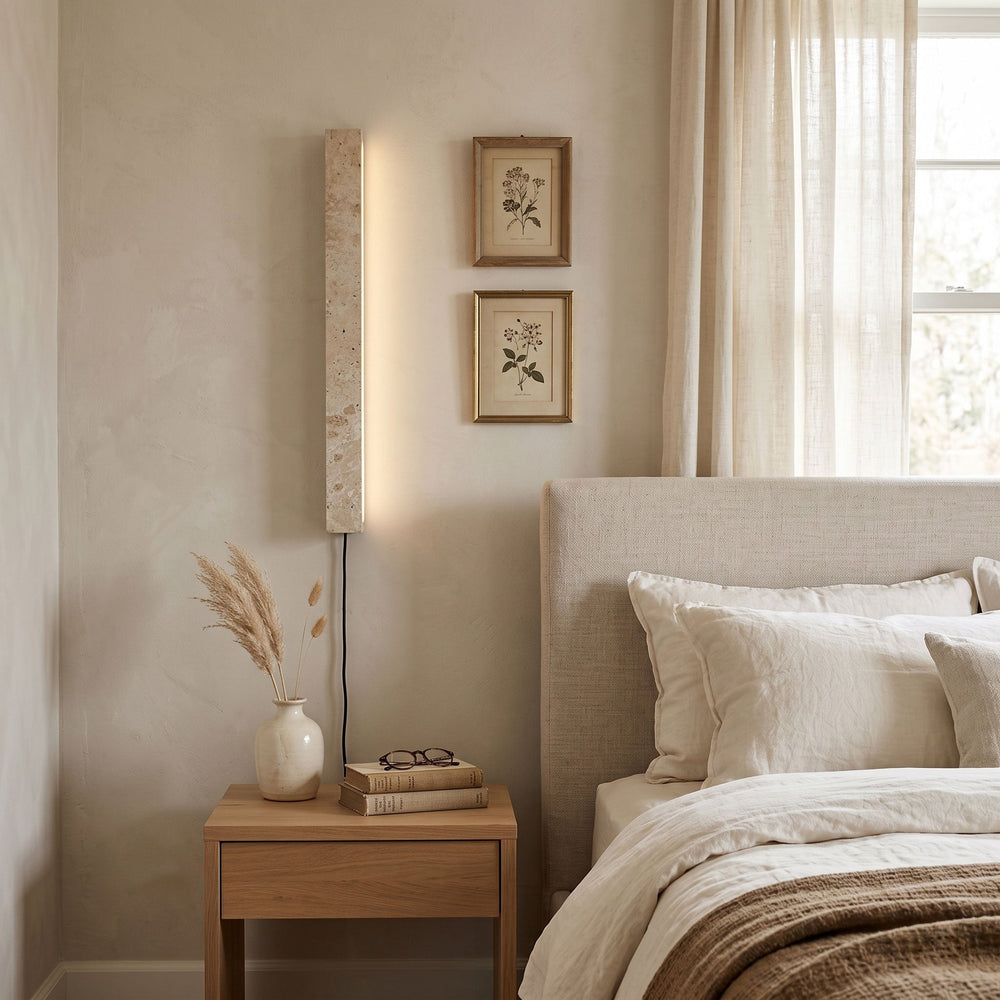 Plug In Travertine Linear Wall Light 18.9 in Set of 3 2