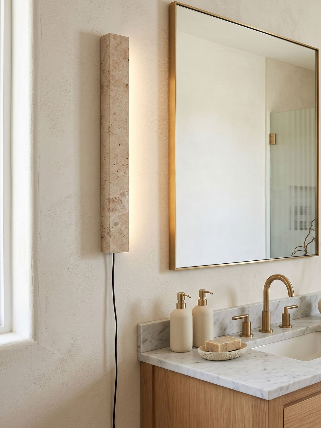 Plug In Travertine Linear Wall Light 18.9 in Set of 3 3