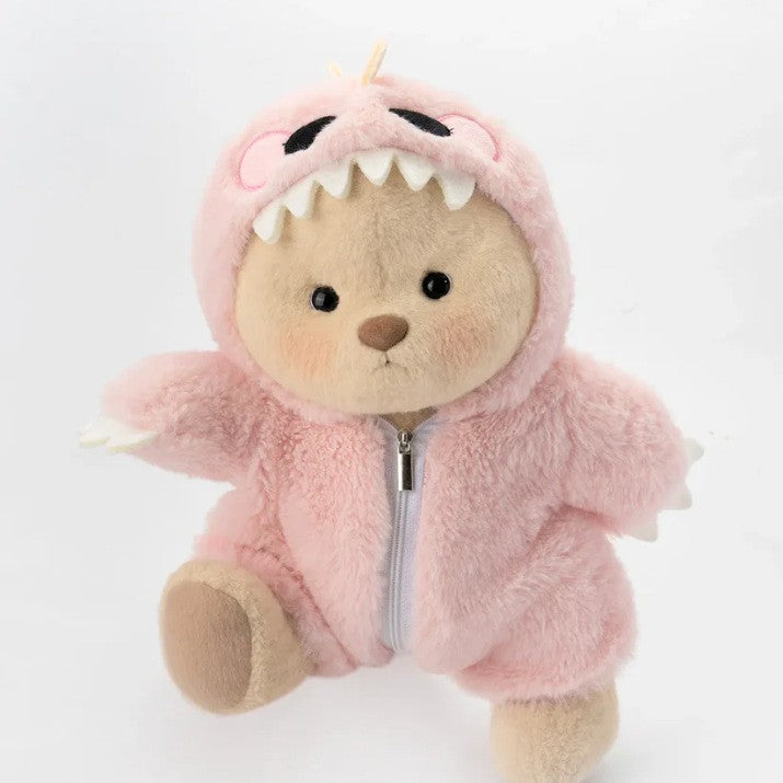 Plush Bear in Dinosaur Suit Stuffed Toy Set of 3 Pink 1