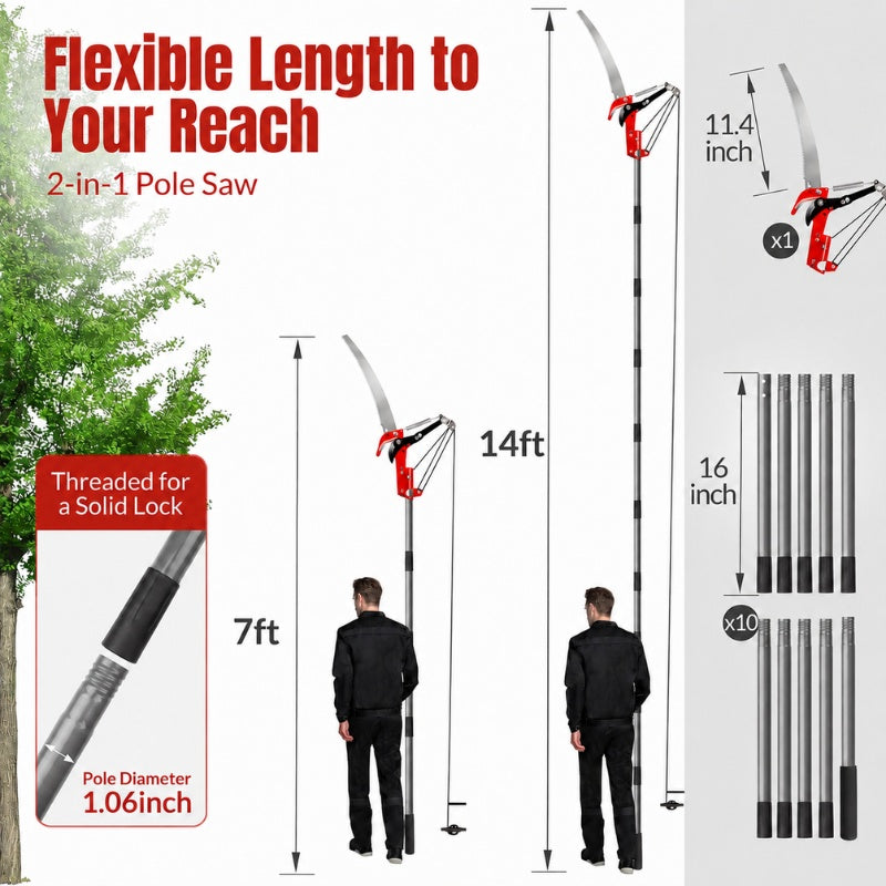 Pole Saw and Tree Pruner 14 ft Extendable 2
