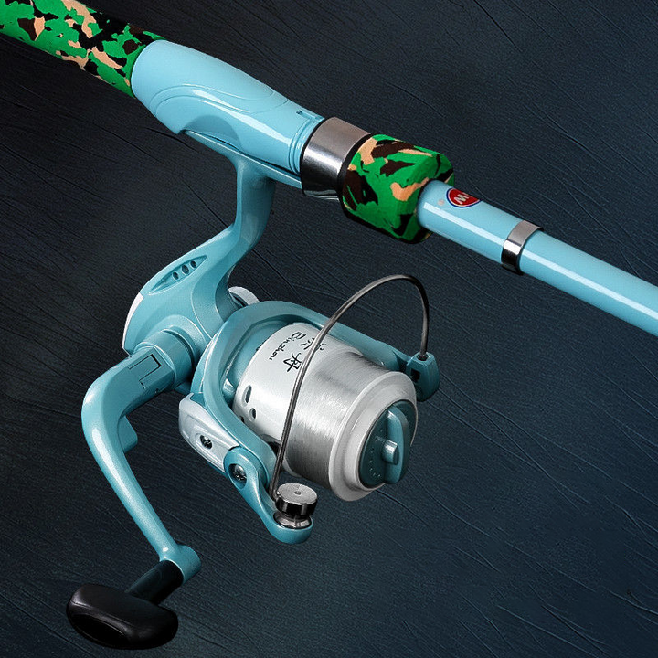Portable Fishing Rod and Reel Kit 11 inch Folded Set of 2 1