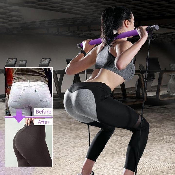 Portable Pilates Bar Kit with Resistance Bands Set of 2 3