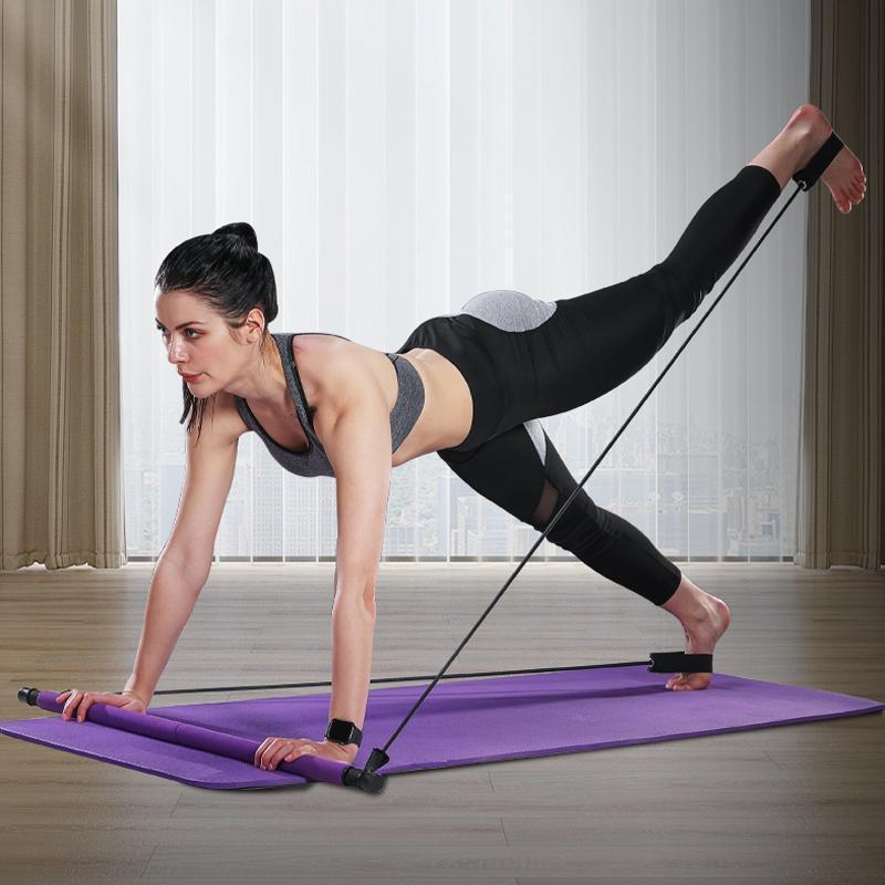 Portable Pilates Bar Kit with Resistance Bands Set of 2 6