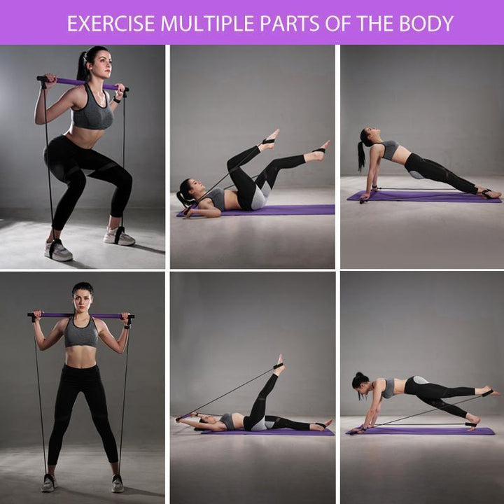 Portable Pilates Bar Kit with Resistance Bands Set of 2 7