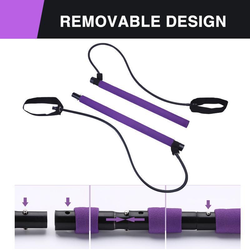 Portable Pilates Bar Kit with Resistance Bands Set of 2 Set of 2 1