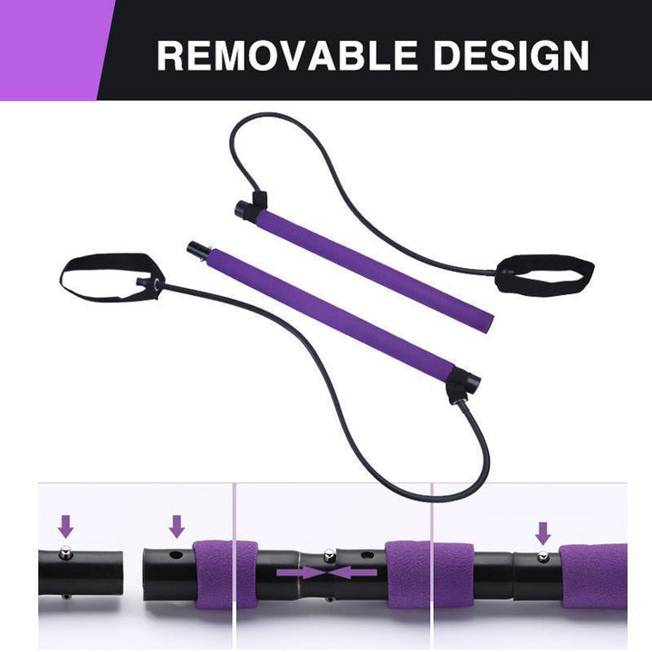 Portable Pilates Bar Kit with Resistance Bands Set of 2 Set of 2 1