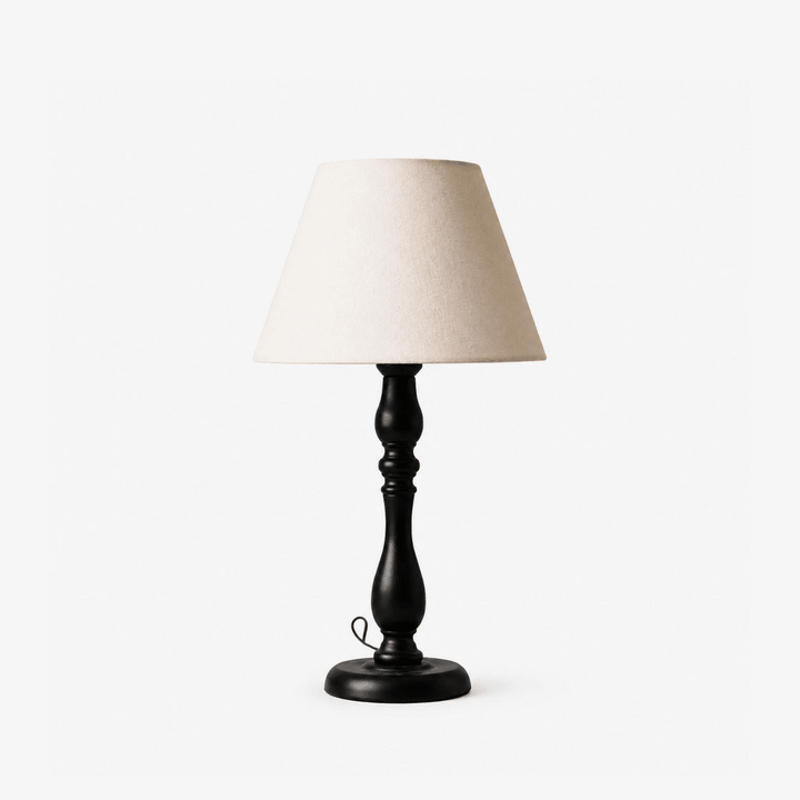 Printed Fabric Table Lamp Black Turned Base 20.5 in Set of 3 1