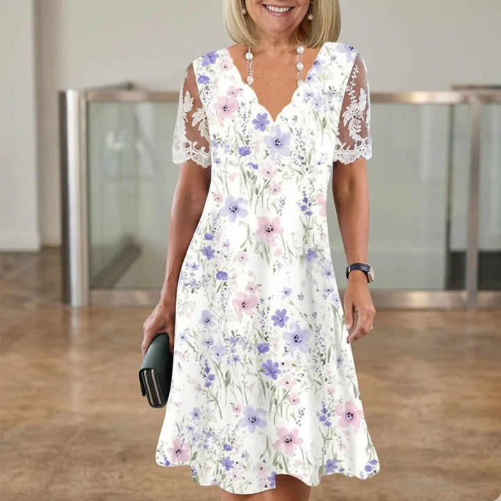 THELMA | ARM COVERAGE LACE SLEEVE MIDI DRESS