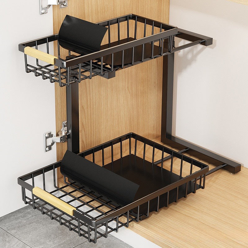 Pull Out Cabinet Organizer 2 Tier Carbon Steel Set of 3 1