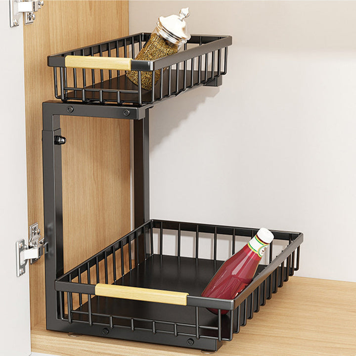 Pull Out Cabinet Organizer 2 Tier Carbon Steel Set of 3 2