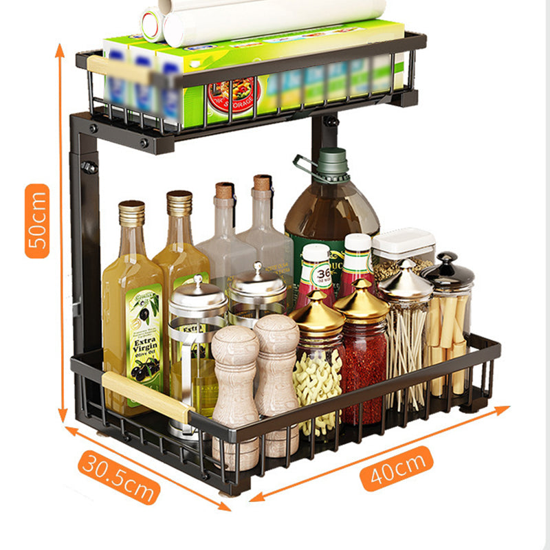 Pull Out Cabinet Organizer 2 Tier Carbon Steel Set of 3 3