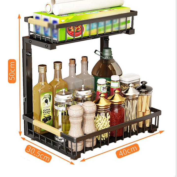 Pull Out Cabinet Organizer 2 Tier Carbon Steel Set of 3 3