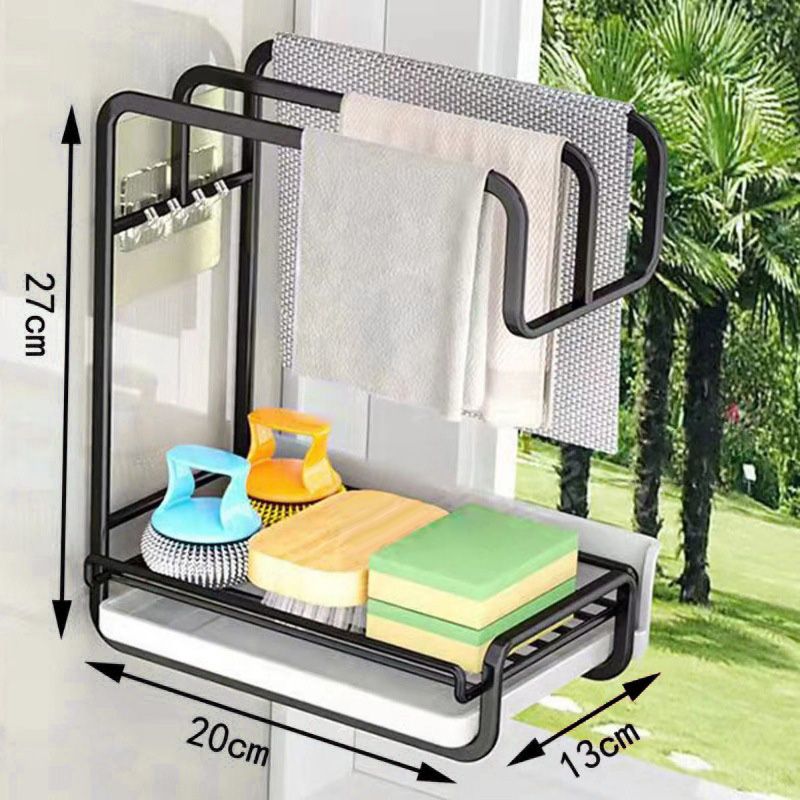 Rag and Sponge Drying Rack 10.6 x 7.9 x 5.1 Inch with Drip Tray Black 1