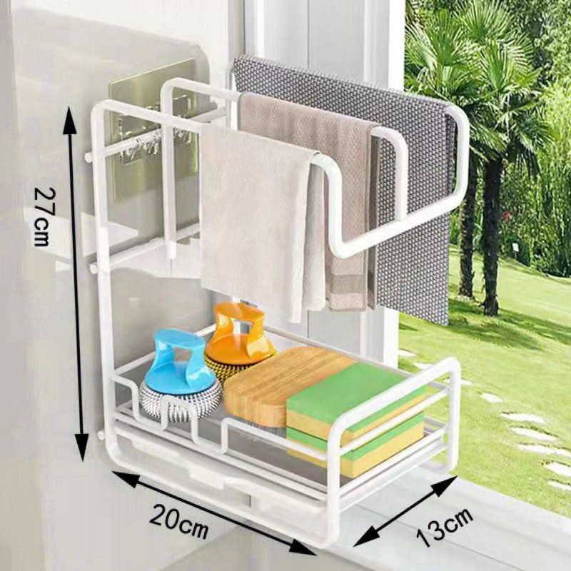 Rag and Sponge Drying Rack 10.6 x 7.9 x 5.1 Inch with Drip Tray White 1