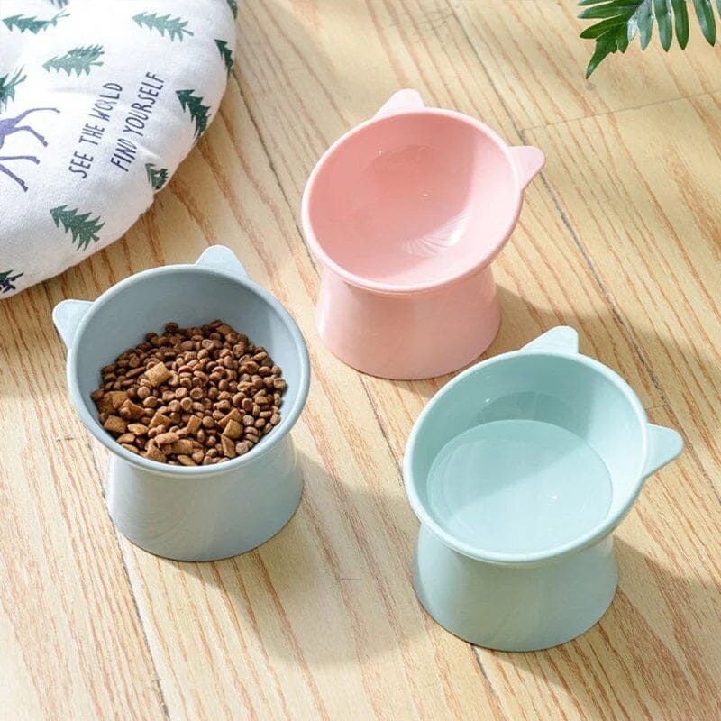 Raised Tilted Cat Bowl 5.3 in Plastic Set of 3 2
