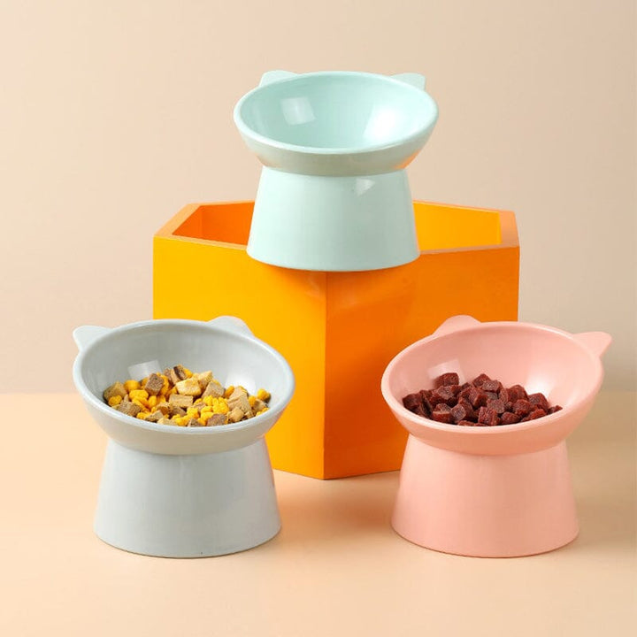 Raised Tilted Cat Bowl 5.3 in Plastic Set of 3 3