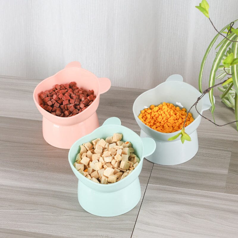 Raised Tilted Cat Bowl 5.3 in Plastic Set of 3 4