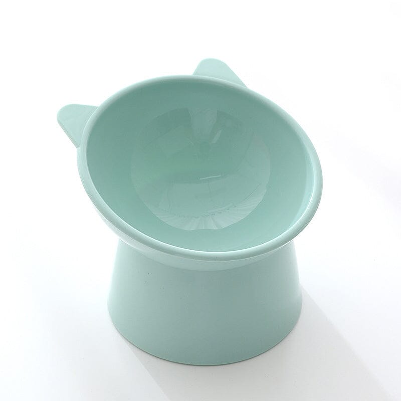 Raised Tilted Cat Bowl 5.3 in Plastic Set of 3 Blue Cat 1