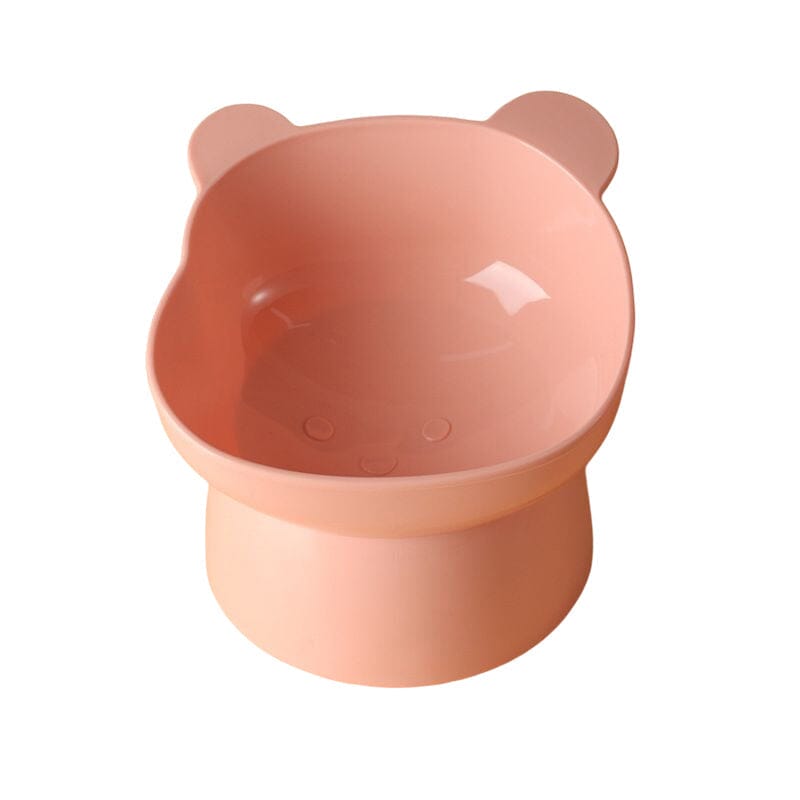 Raised Tilted Cat Bowl 5.3 in Plastic Set of 3 Pink Bear 1