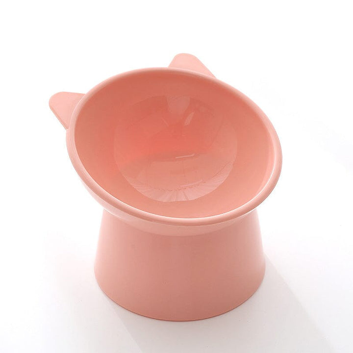 Raised Tilted Cat Bowl 5.3 in Plastic Set of 3 Pink Cat 1