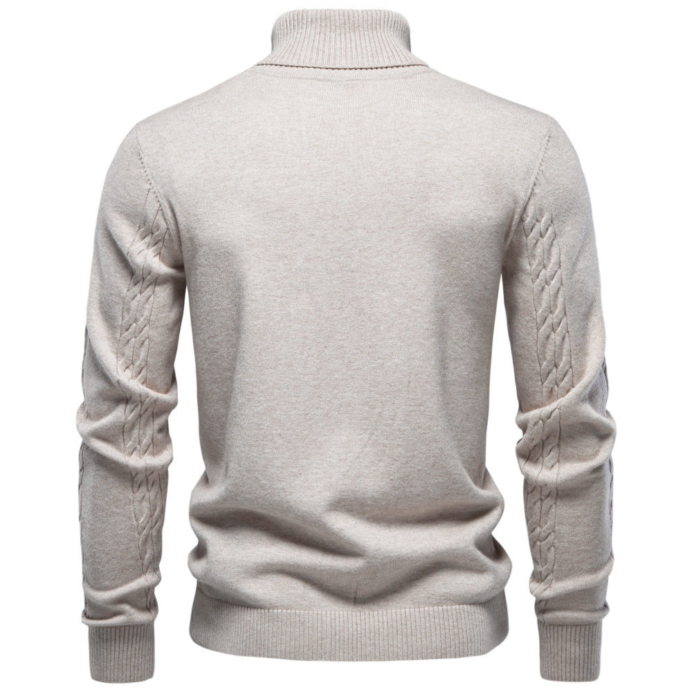 Regular Fit Cable Knit Turtleneck Sweater Beige 4
