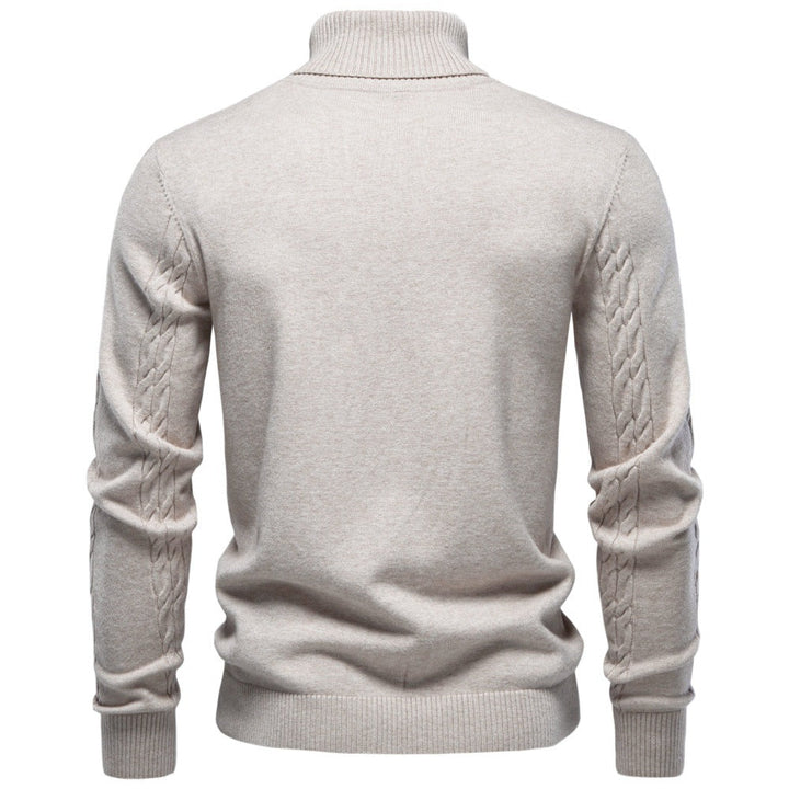 Regular Fit Cable Knit Turtleneck Sweater Beige 4