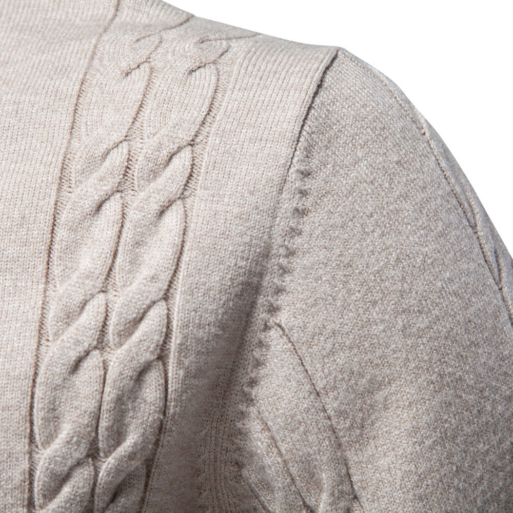 Regular Fit Cable Knit Turtleneck Sweater Beige 5