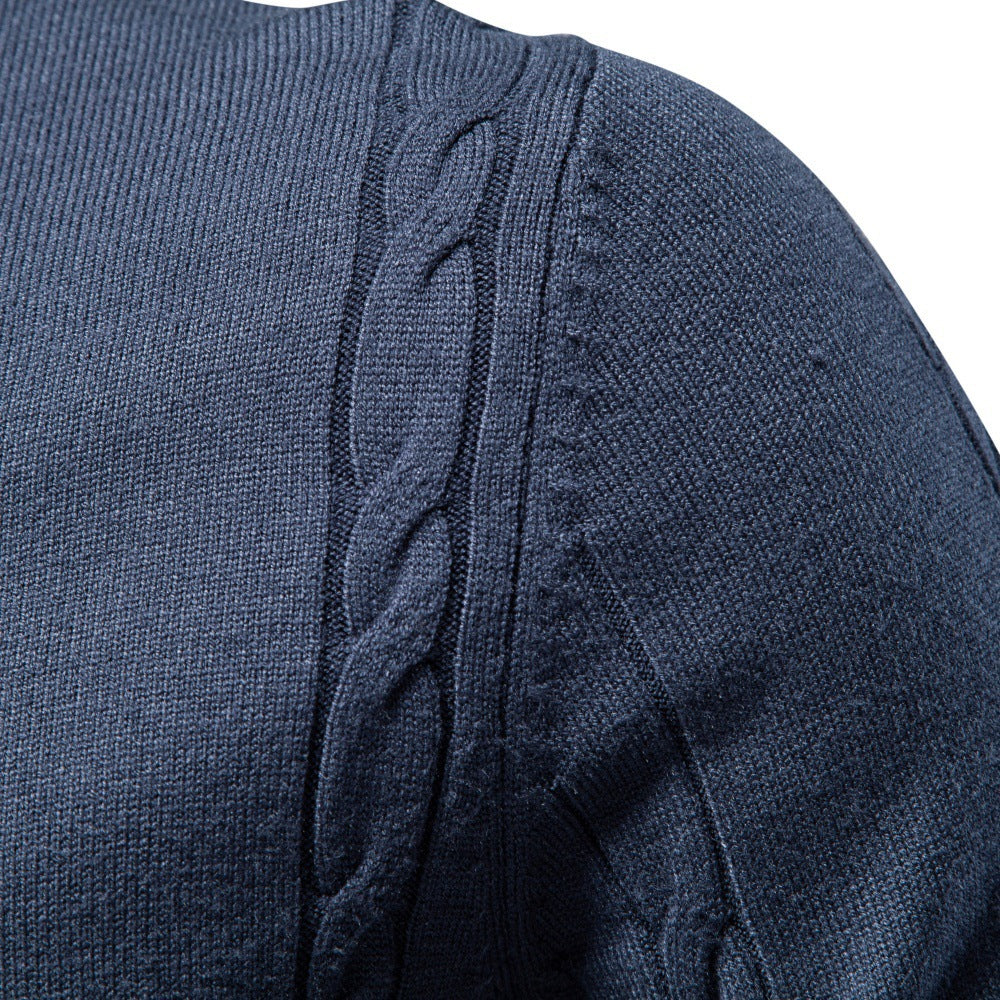 Regular Fit Cable Knit Turtleneck Sweater Blue 5