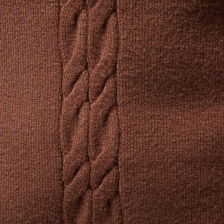 Regular Fit Cable Knit Turtleneck Sweater Brown 4