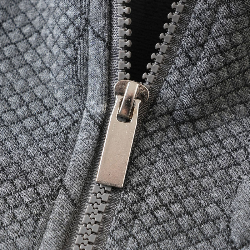 Regular Fit Cable Texture Half Zip Collared Sweater Dark Gray 3