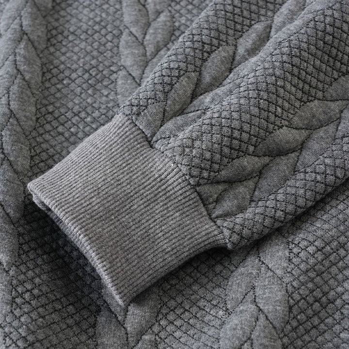 Regular Fit Cable Texture Half Zip Collared Sweater Dark Gray 4