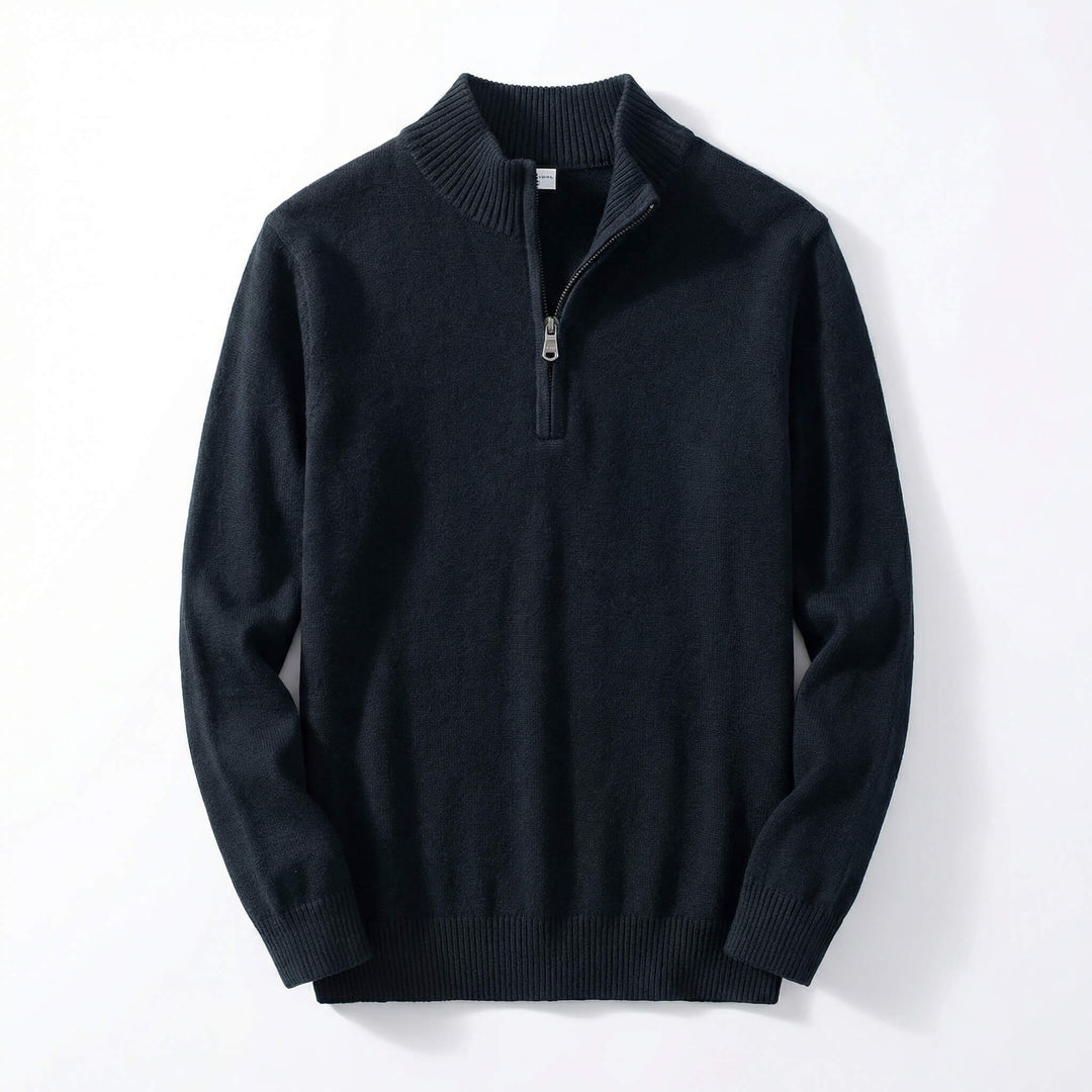Regular Fit Cashmere Blend Quarter Zip Pullover Set of 3 Black 1