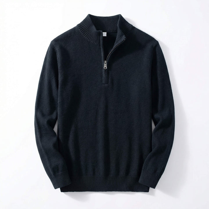 Regular Fit Cashmere Blend Quarter Zip Pullover Set of 3 Black 1