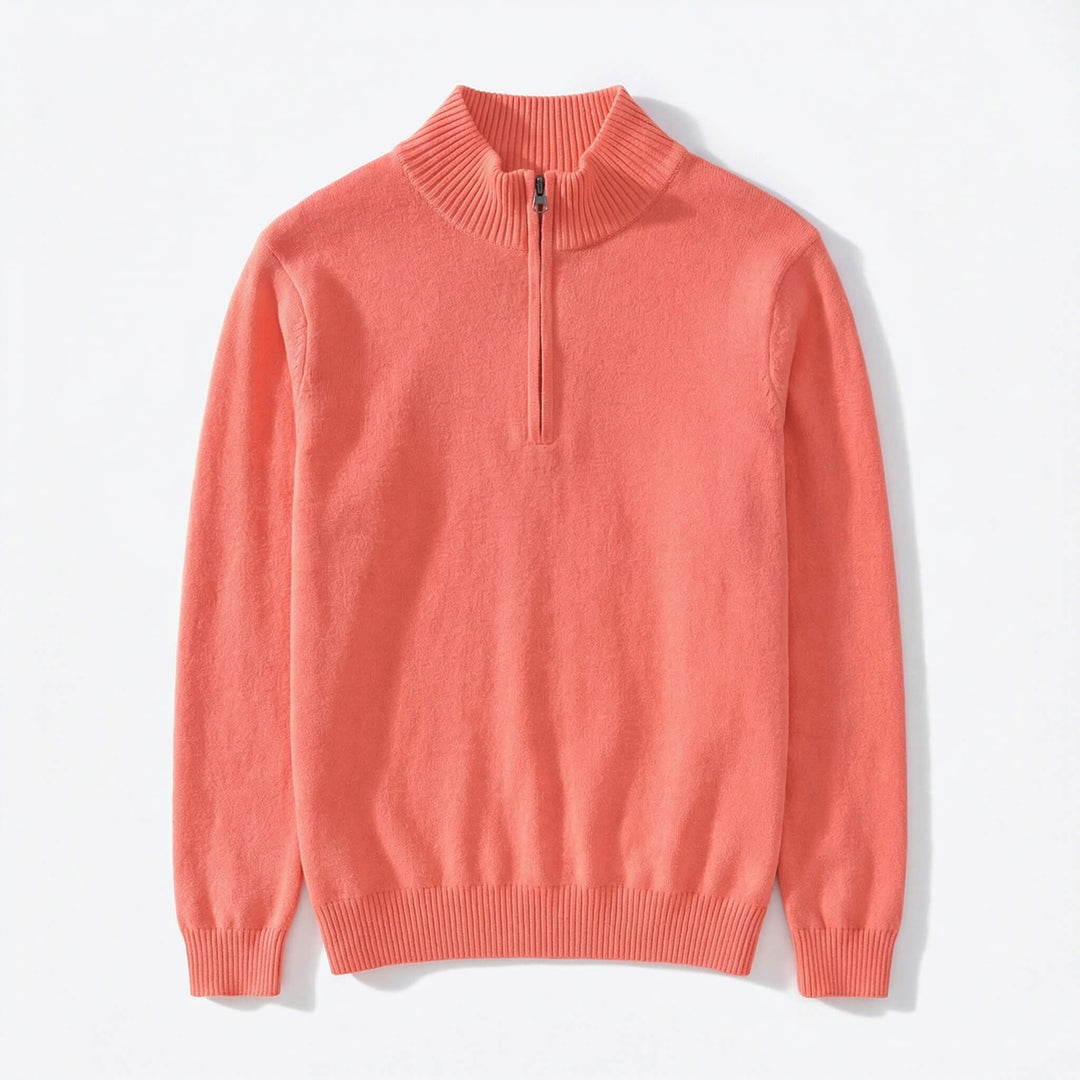 Regular Fit Cashmere Blend Quarter Zip Pullover Set of 3 Coral 1